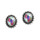 107545, WESTERN OVAL RHINESTONE ACCENT STUD EARRING