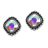 107541, WESTERN BIG SQUARE RHINESTONE ACCENT POST EARRING