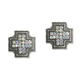 108068, WESTERN CRYSTAL RHINESTONE ACCENT CROSS STUD EARRING