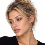 114735, WESTERN LINKED RHINESTONE TEARDROP EARRINGS