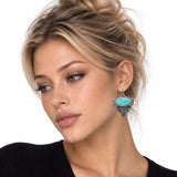 114744, WESTERN OVAL STONE CONCHO DROP EARRINGS