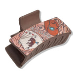 107394, WESTERN THEMED RODEO COWBOY HAT EMBOSSED RECTANGULAR GRANDER HAIR CLAW