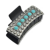 107558, WESTERN ROUND TURQUOISE STONE ACCENT RECTANGULAR GRANDER HAIR CLAW