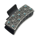 107557, WESTERN FLOWER ACCENT RECTANGULAR GRANDER HAIR CLAW