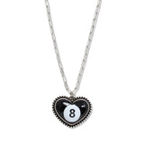107490, LUCKY 8 BALL HEART PENDANT NECKLACE