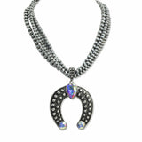 107663, WESTERN SQUASH BLOSSOM WITH NAVAJO BEADED NECKLACE