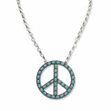 107659, WESTERN TURQUOISE STONE PEACE SIGN PENDANT NECKLACE