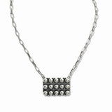 107661, WESTERN BALL TEXTURED RECTANGLE PENDANT NECKLACE