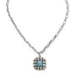 108130, WESTERN SQUARE TURQUOISE STONE ACCENT PENDANT NECKLACE