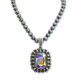 107665, WESTERN GEOMETRIC RHINESTONE ACCENT WITH NAVAJO BEADED NECKLACE