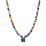 Square Stone Pendant Beaded Necklace – Gold/Multi · SN1314BMUL_AVT SN1314 BMUL
