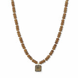 Square Stone Pendant Beaded Necklace – Gold/Brown · SN1314BRW_AVT SN1314 BRW