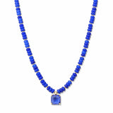 Square Stone Pendant Beaded Necklace – Gold/Blue · SN1314CBLU_AVT SN1314 CBLU