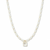 Square Stone Pendant Beaded Necklace – Gold/Clear · SN1314CRY_AVT SN1314 CRY
