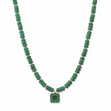 Square Stone Pendant Beaded Necklace – Gold/Emerald Green · SN1314DGRN_AVT SN1314 DGRN