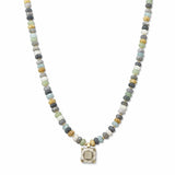 Square Stone Pendant Beaded Necklace – Gold/Grey Multi · SN1314GRYMX_AVT SN1314 GRYMX