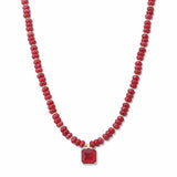 Square Stone Pendant Beaded Necklace – Gold/Red · SN1314RED_AVT SN1314 RED