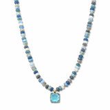 Square Stone Pendant Beaded Necklace – Gold/Turquoise Multi · SN1314TQMIX_AVT SN1314 TQMIX