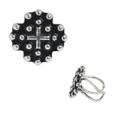 107371, WESTERN CROSS ACCENT BALL TEXTURED CUFF RING