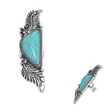 108056, WESTERN LEAF TURQUOISE STONE ACCENT CUFF RING