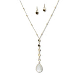107940, TEARDROP GLASS STONE ACCENT LONG PENDANT NECKLACE