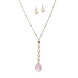 107940, TEARDROP GLASS STONE ACCENT LONG PENDANT NECKLACE