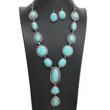 107886, WESTERN GEOMETRIC TURQUOISE STONE ACCENT LONG NECKLACE