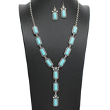 107888, WESTERN RECTANGLE TURQUOISE STONE ACCENT LONG NECKLACE