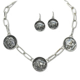 108133, WESTERN BUFFALO ENGRAVED COIN NECKLACE