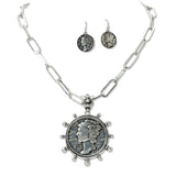108735, WESTERN COIN PENDANT NECKLACE