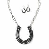107658, WESTERN BALL TEXTURED HORSESHOE NECKLACE
