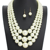 107396, TRIPLE LAYERED PEARL BEADED NECKLACE