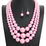 107396, TRIPLE LAYERED PEARL BEADED NECKLACE
