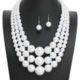 107396, TRIPLE LAYERED PEARL BEADED NECKLACE