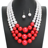 107396, TRIPLE LAYERED PEARL BEADED NECKLACE