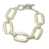 108594, 14K GOLD PLATED GEOMETRIC DESIGNER INSPIRED TOGGLE BRACELET