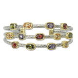 108580, 14K GOLD PLATED GEOMETRIC CUBIC ZIRCONIA ACCENT DESIGNER INSPIRED CUFF BRACELET