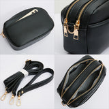 94695, 2 ZIPPER POCKETS FAUX LEATHER MINI CROSSBODY BAG