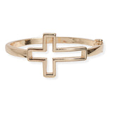 107224, CUTOUT CROSS METAL BANGLE BRACELET