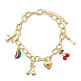 108443, CHERRY HEART WATERMELON MULTI CHARM BRACELET