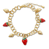 108633, ENAMEL STRAWBERRY STRAWBERRY CHARMS BRACELET