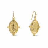 Hammered Oval Cameo Drop Earrings – Worn Gold · VE1723 WG VE1723 WG