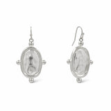 Hammered Oval Cameo Drop Earrings – Worn Silver · VE1723 WS VE1723 WS