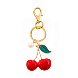 108434, ENAMEL ACCENT CHERRY KEYCHAIN BAG CHARM