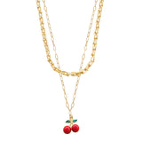 108438, CHERRY CHARM DOUBLE LAYERED NECKLACE