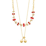 108435, CHERRY ACCENT CHARM DOUBLE LAYERED NECKLACE