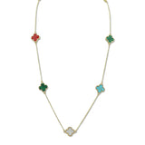 108352, 36 INCH LONG CLOVER ACCENT STATION DESIGNER INSPIRED NECKLACE