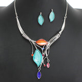 98152, LEAF CELLULOID ACETATE WITH RHINESTONE NECKLACE