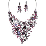 108380, FLOWER ENAMEL RHINESTONE ACCENT NECKLACE
