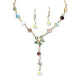 100145, FLOWER ENAMEL DROP NECKLACE